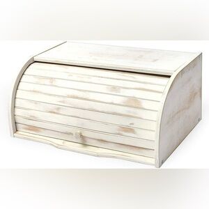 New in the box AVV HOME White Rustic Bamboo Bread Box.